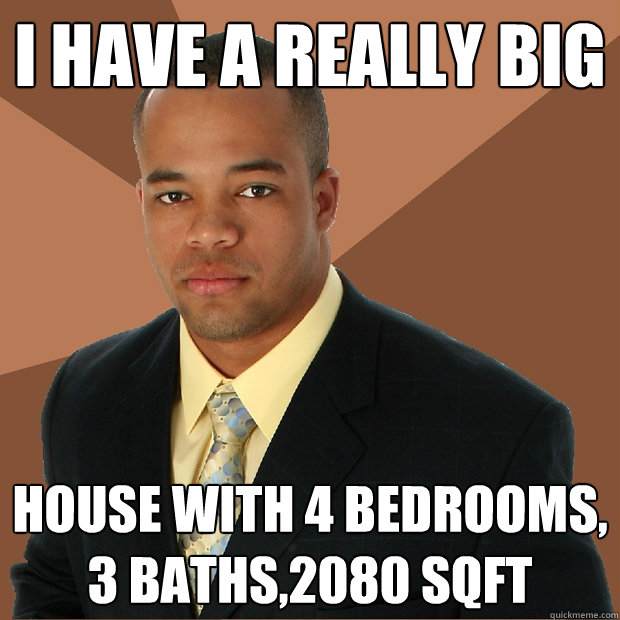 I have a really big house with 4 bedrooms, 3 baths,2080 sqft  Successful Black Man