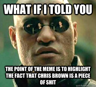 What if I told you the point of the meme is to highlight the fact that chris brown is a piece of shit  What if I told you