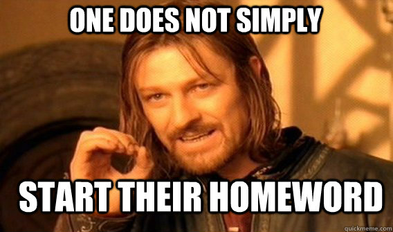 One does not simply start their homeword  Boromir