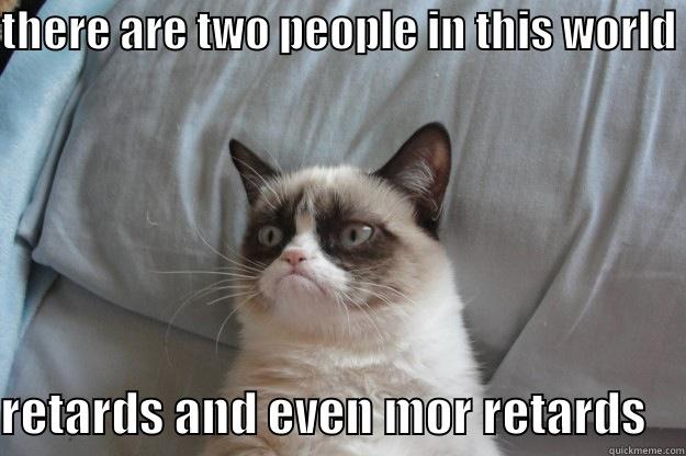 THERE ARE TWO PEOPLE IN THIS WORLD RETARDS AND EVEN MOR RETARDS    Grumpy Cat