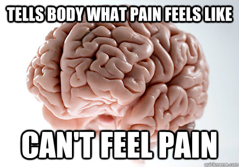 Tells Body What Pain Feels Like Can't Feel Pain - Scumbag Brain - Quickmeme