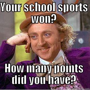 YOUR SCHOOL SPORTS WON? HOW MANY POINTS DID YOU HAVE? Condescending Wonka