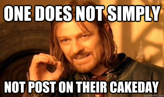 ONE DOES NOT SIMPLY NOT POST ON THEIR CAKEDAY  One Does Not Simply