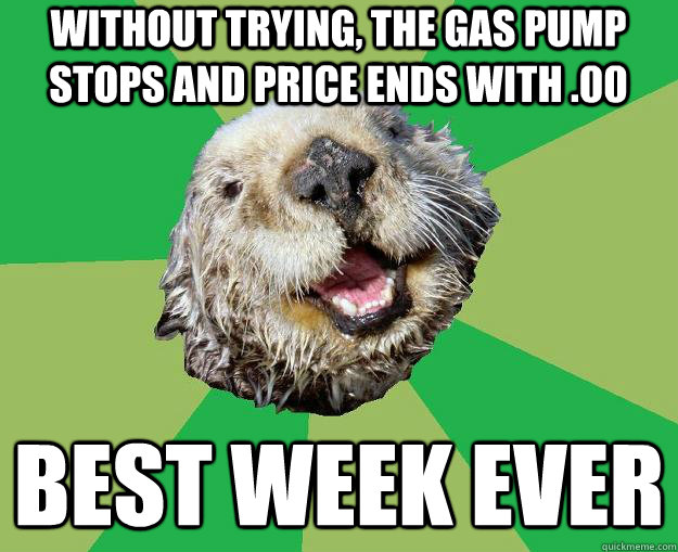 without trying, the gas pump stops and price ends with .00 best week ever - without trying, the gas pump stops and price ends with .00 best week ever  OCD Otter