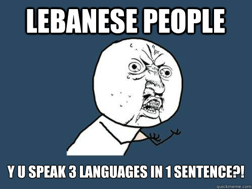Lebanese people y u speak 3 languages in 1 sentence?! - Lebanese people y u speak 3 languages in 1 sentence?!  Y U No