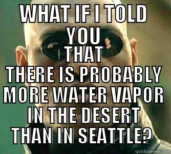 SEATTLE WATER VAPOR - WHAT IF I TOLD YOU THAT THERE IS PROBABLY MORE WATER VAPOR IN THE DESERT THAN IN SEATTLE?  Matrix Morpheus