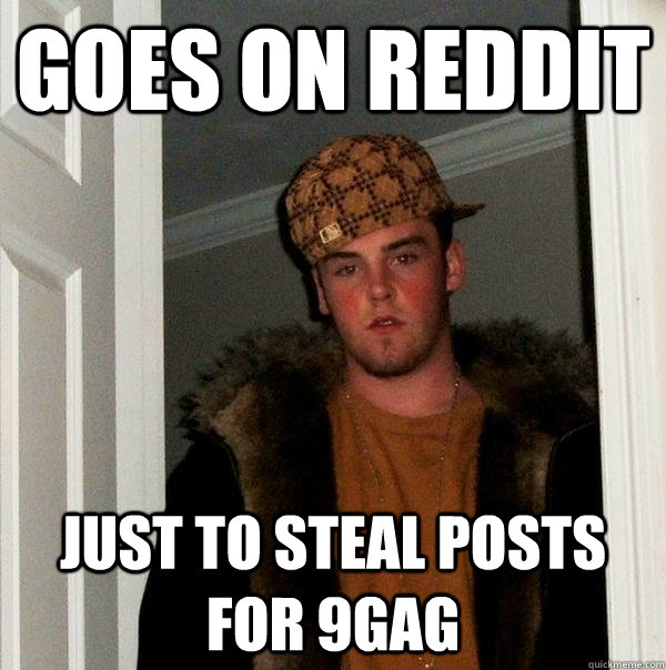 Goes on reddit just to steal posts for 9gag  Scumbag Steve