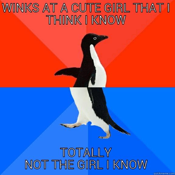 WINKS AT A CUTE GIRL THAT I THINK I KNOW TOTALLY NOT THE GIRL I KNOW Socially Awesome Awkward Penguin