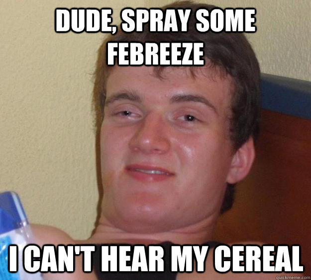 Dude, spray some febreeze I can't hear my cereal  10 Guy