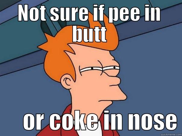 NOT SURE IF PEE IN BUTT       OR COKE IN NOSE Futurama Fry