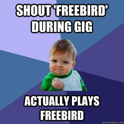 Shout 'Freebird' during gig Actually plays Freebird - Shout 'Freebird' during gig Actually plays Freebird  Success Kid