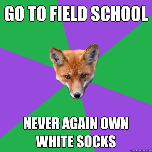 Go to field school Never again own white socks  Anthropology Major Fox