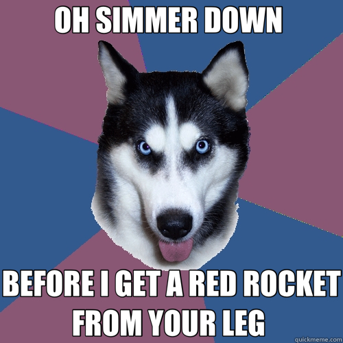 OH SIMMER DOWN  BEFORE I GET A RED ROCKET FROM YOUR LEG   Creeper Canine