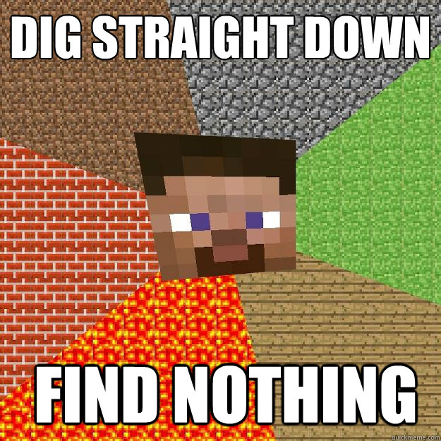 dig straight down find nothing   Minecraft