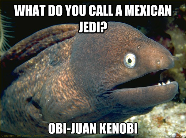 What do you call a Mexican Jedi? Obi-Juan Kenobi - What do you call a Mexican Jedi? Obi-Juan Kenobi  Bad Joke Eel