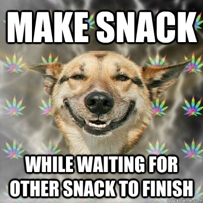 MAKE SNACK WHILE WAITING FOR OTHER SNACK TO FINISH  Stoner Dog