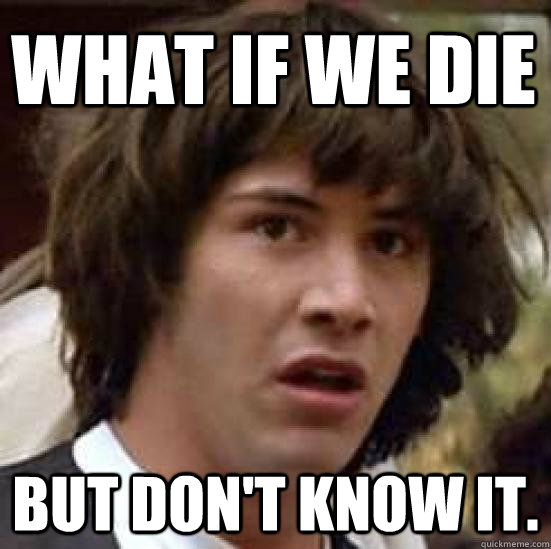 What if we die  but don't know it.  conspiracy keanu