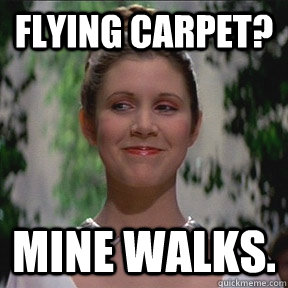 Flying Carpet? Mine walks.  Disney Princess Leia