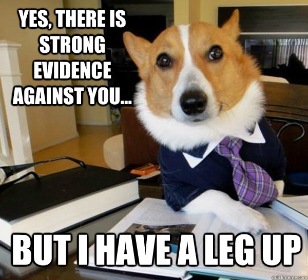 Yes, there is strong evidence against you... but I have a leg up  Lawyer Dog