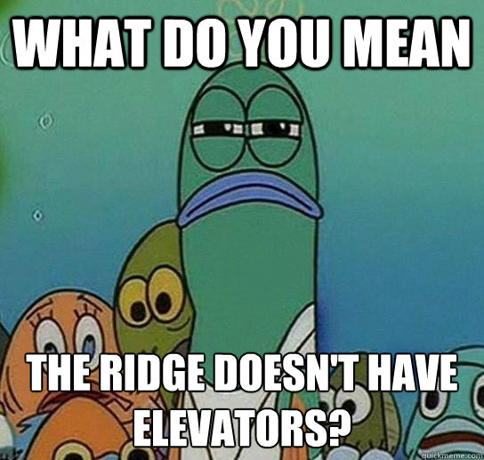 What do you mean the ridge doesn't have elevators?  Serious fish SpongeBob