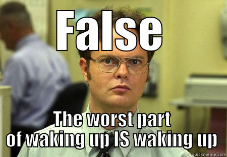 FALSE THE WORST PART OF WAKING UP IS WAKING UP Schrute