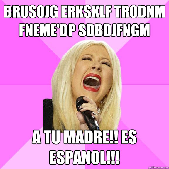 BRUSOJG ERKSKLF TRODNM fneme'dp sdbdjfngm a tu madre!! es Espanol!!!  Wrong Lyrics Christina