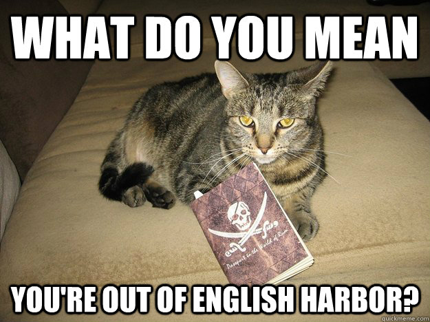 What do you mean You're out of English Harbor?  Passport Cat