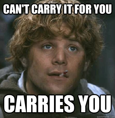 Can't carry it for you  Carries you - Can't carry it for you  Carries you  Good Guy Gamgee