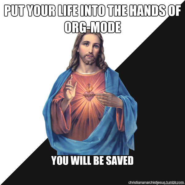 Put your life into the hands of  org-mode you will be saved  