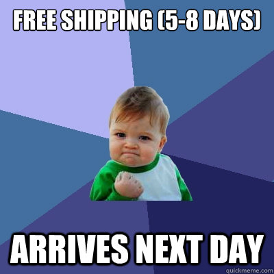 free shipping (5-8 days) arrives next day - free shipping (5-8 days) arrives next day  Success Kid