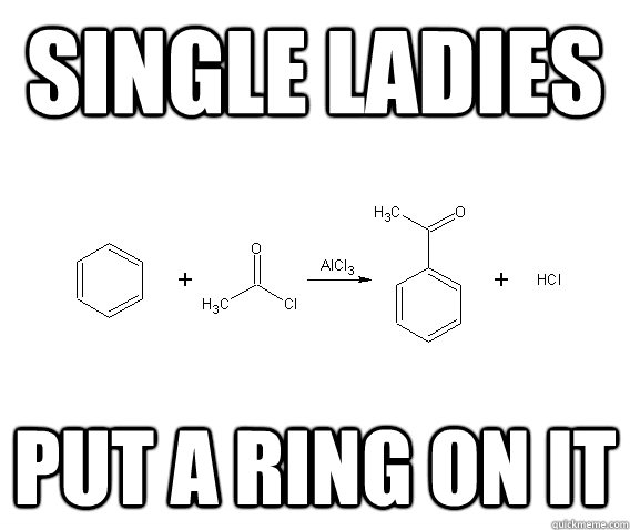 Single ladies Put a ring on it  Put a benzene ring on it