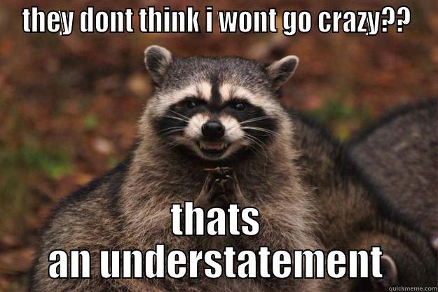 THEY DONT THINK I WONT GO CRAZY?? THATS AN UNDERSTATEMENT Evil Plotting Raccoon