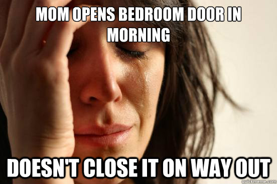 mom opens bedroom door in morning doesn't close it on way out - mom opens bedroom door in morning doesn't close it on way out  First World Problems