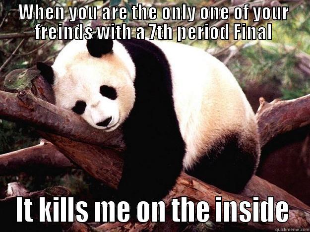 WHEN YOU ARE THE ONLY ONE OF YOUR FREINDS WITH A 7TH PERIOD FINAL IT KILLS ME ON THE INSIDE Procrastination Panda