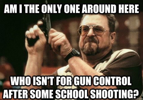 Am I the only one around here Who isn't for gun control after some school shooting? - Am I the only one around here Who isn't for gun control after some school shooting?  Am I the only one