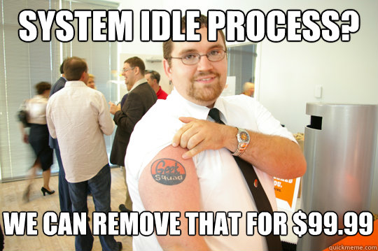 System Idle Process? We can remove that for $99.99  GeekSquad Gus