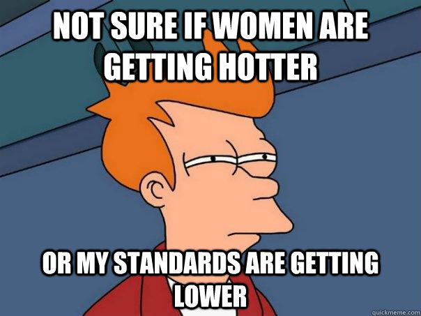 Not sure if women are getting hotter Or my standards are getting lower  Futurama Fry