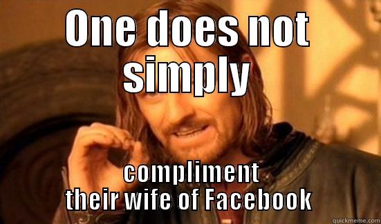 Mushy Facebook Comment - ONE DOES NOT SIMPLY  COMPLIMENT THEIR WIFE OF FACEBOOK Boromir