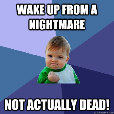 Wake up from a nightmare Not actually dead!  Success Kid