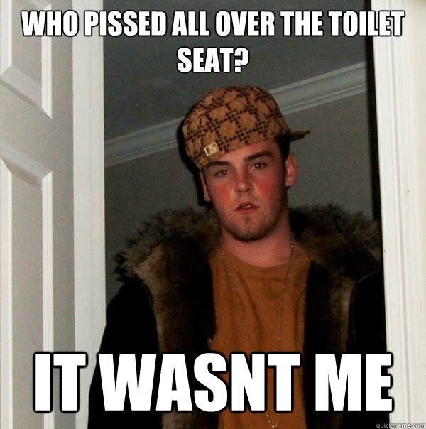 Who Pissed all over the toilet seat? It wasnt me  Scumbag Steve