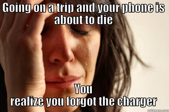 GOING ON A TRIP AND YOUR PHONE IS ABOUT TO DIE YOU REALIZE YOU FORGOT THE CHARGER First World Problems