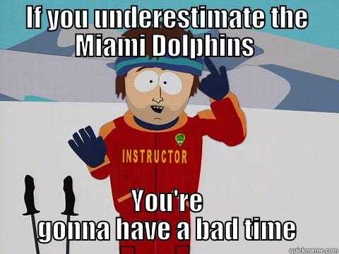 IF YOU UNDERESTIMATE THE MIAMI DOLPHINS  YOU'RE GONNA HAVE A BAD TIME Youre gonna have a bad time