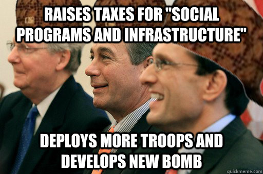 Raises taxes for 