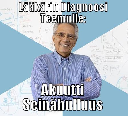 Lääkärin Diagnoosi Teemulle - LÄÄKÄRIN DIAGNOOSI TEEMULLE: AKUUTTI SEINÄHULLUUS Engineering Professor