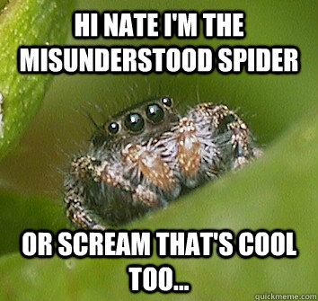 Hi nate I'm the misunderstood spider or scream that's cool too...  Misunderstood Spider