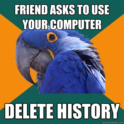 friend asks to use your computer delete history - friend asks to use your computer delete history  Paranoid Parrot