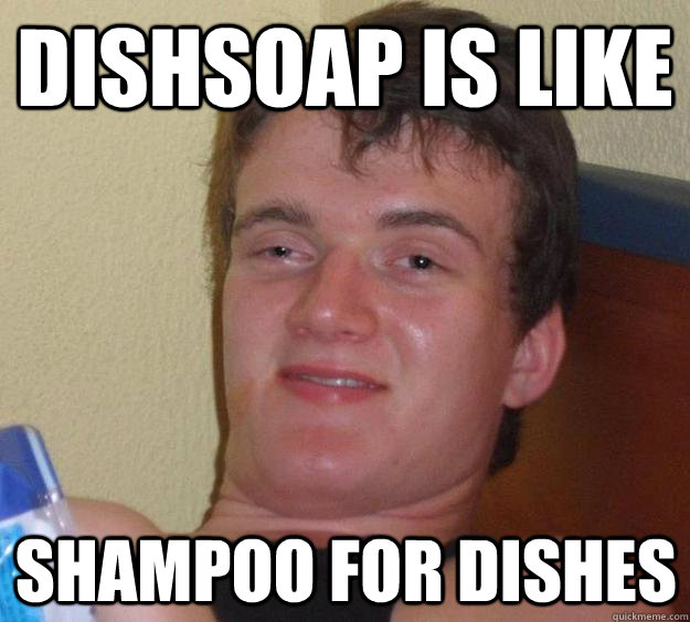 Dishsoap is like shampoo for dishes  10 Guy