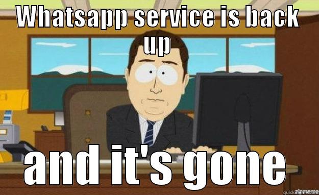 WHATSAPP SERVICE IS BACK UP AND IT'S GONE aaaand its gone