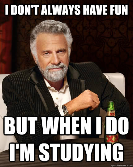 I don't always have fun But when I do I'm studying  The Most Interesting Man In The World