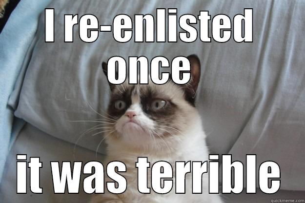 I RE-ENLISTED ONCE IT WAS TERRIBLE Grumpy Cat